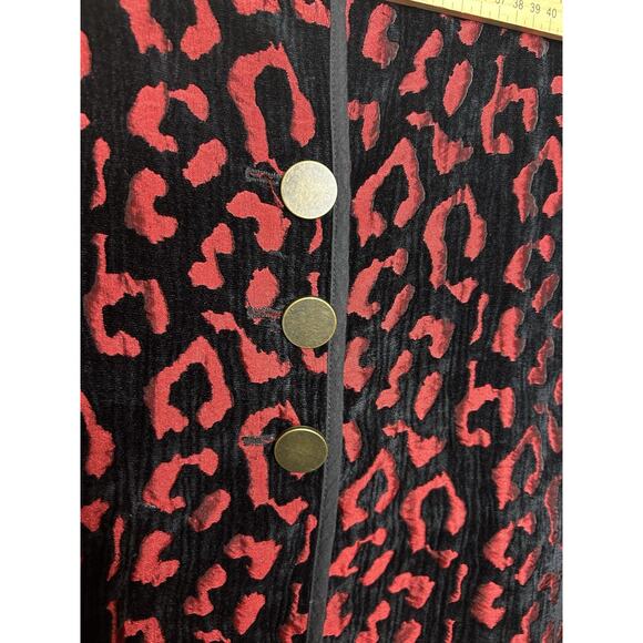 John Mark Reversible Black Red Animal Print Vest Buttons Size XL - Picture 5 of 11